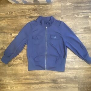 Copper Key Blue Utility Zip Jacket Women's L Minimalist Casual Layer Effortless